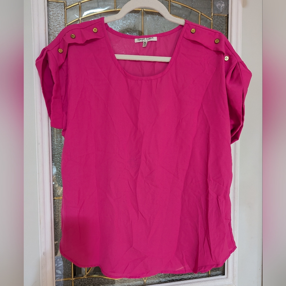 Pink Button-Shoulder Women's Top, J-26